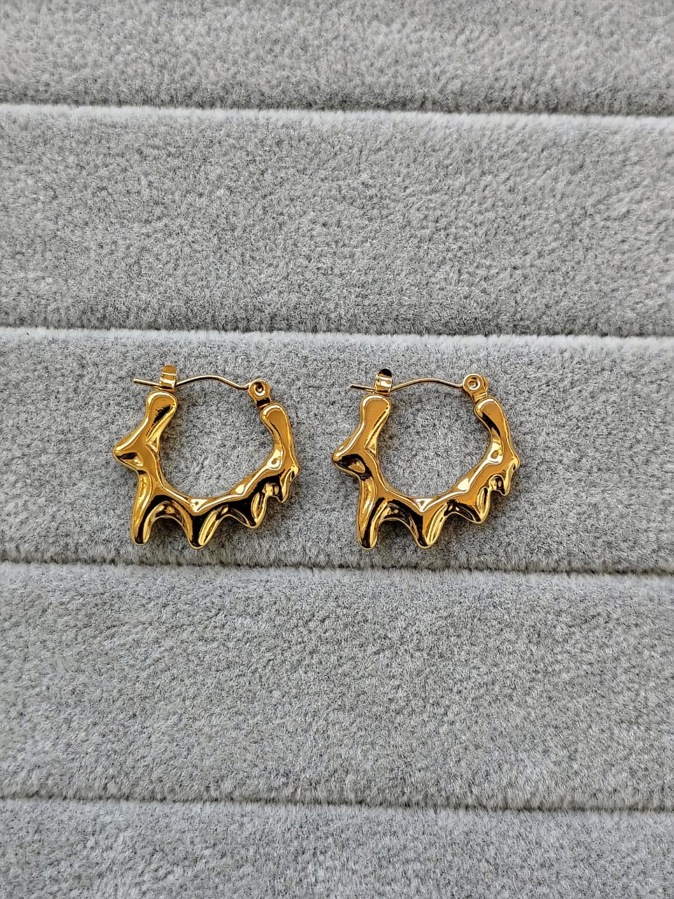 Melting Gold Hoop Earrings - Stainless Steel Liquid Drip Huggie Hoops