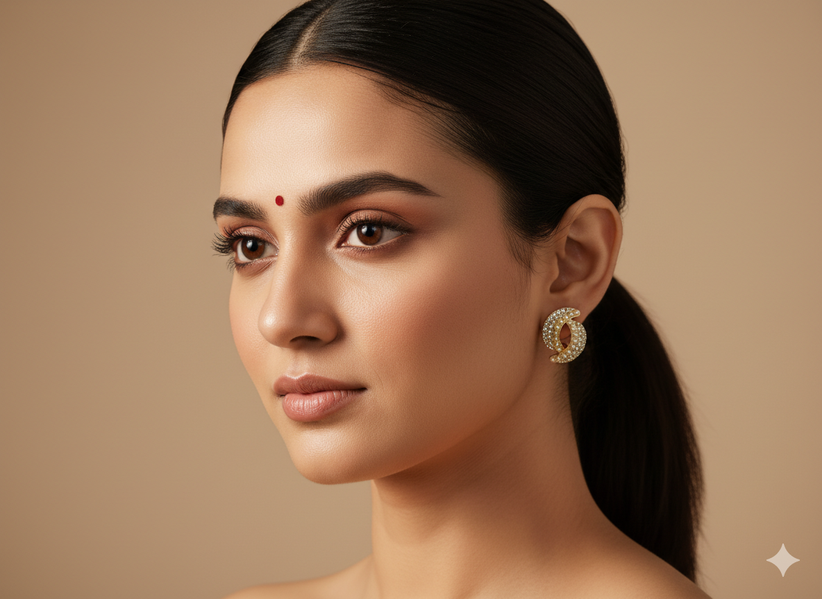 Sparkling Crystal Gold Stud Earrings - Luxury Rhinestone Statement Jewelry