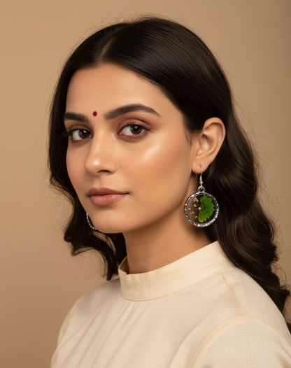 Botanical Resin Drop Earrings - Real Pressed Leaves & Flowers Jewelry
