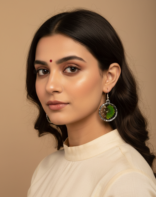 Botanical Resin Drop Earrings - Real Pressed Leaves & Flowers Jewelry