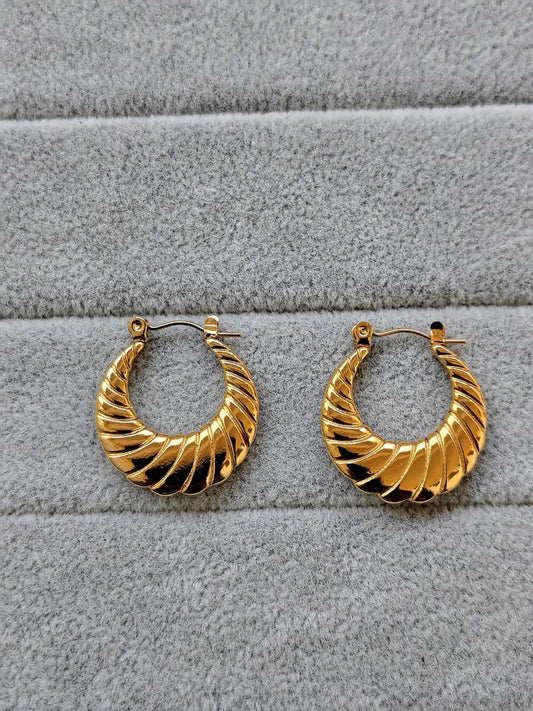 Gold Shell Hoop Earrings - Ocean-Inspired Chunky Hoops