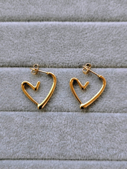 Gold Heart Hoop Earrings