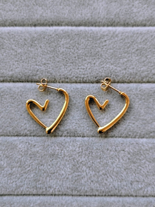 Gold Heart Hoop Earrings