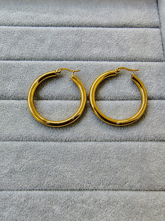 Gold Hoop Earrings - Stainless Steel