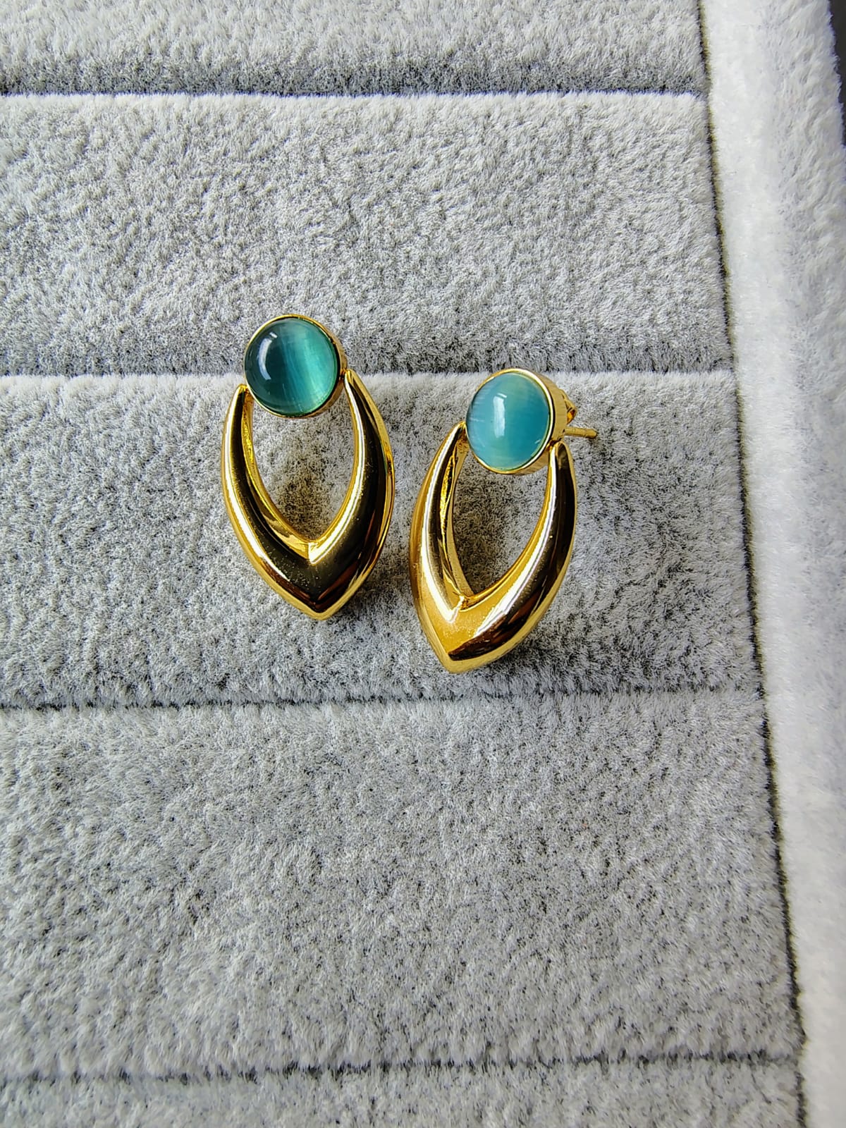 Turquoise Stone Earrings - Gold Layered Statement Jewelry