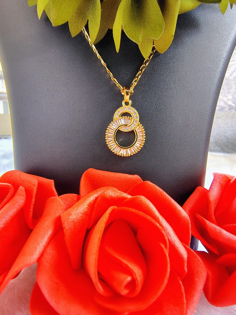 Gold Chain Necklace with Interlocking Crystal Pendant