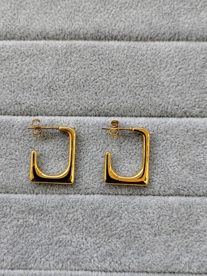 Square Gold Hoop Earrings - Stainless Steel Geometric Huggie Hoops