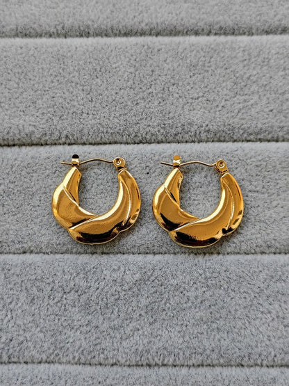 Braided Gold Hoop Earrings - Stainless Steel Twisted Huggie Hoops