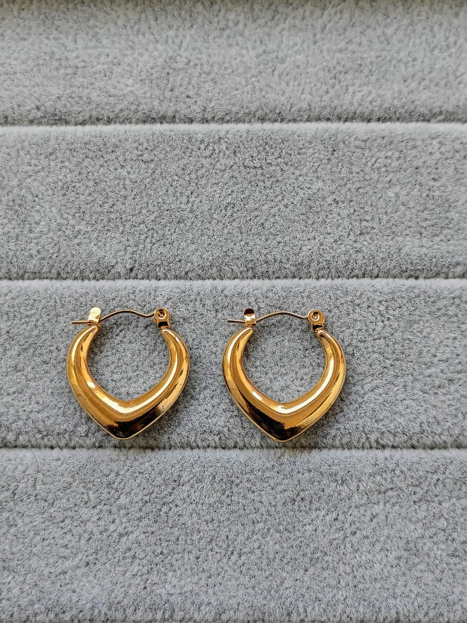 Gold V-Shaped Hoop Earrings - Stainless Steel Huggie Hoops for Women