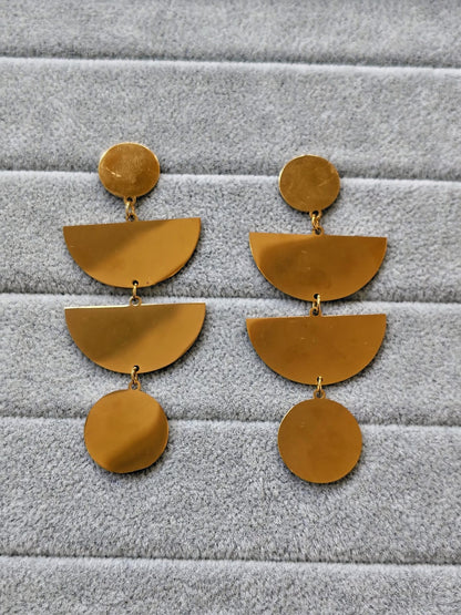 Gold Geometric Statement Earrings - Stainless Steel