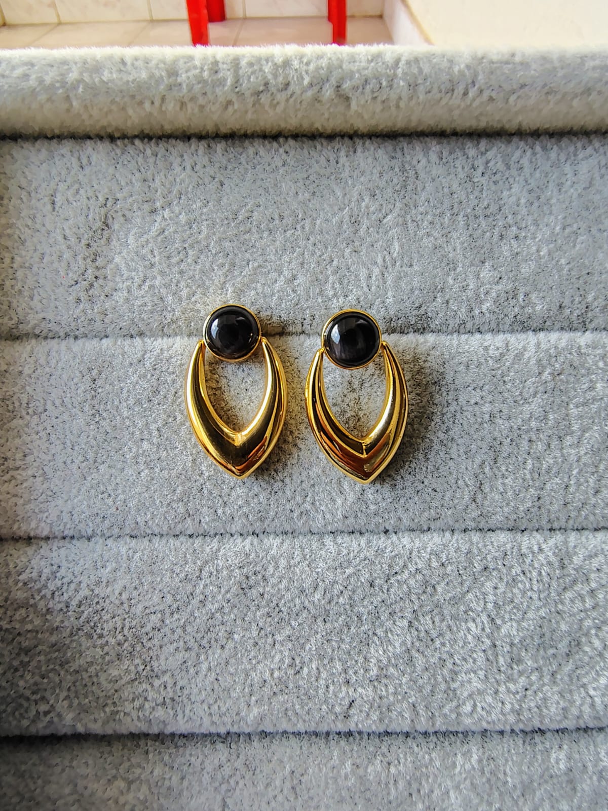 Turquoise Stone Earrings - Gold Layered Statement Jewelry