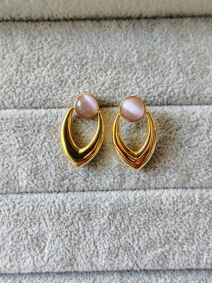 Turquoise Stone Earrings - Gold Layered Statement Jewelry