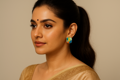 Vibrant Enamel Square Stud Earrings - Colorful Statement Jewelry