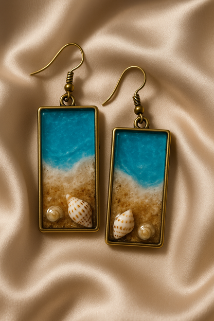 Ocean Earrings on Satin Cloth