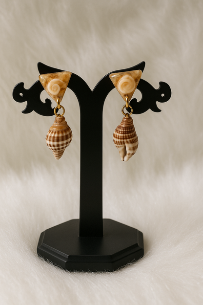 Coastal Seashell Drop Earrings - Handmade Resin & Real Shell Jewelry